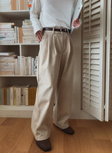Luden wide pin tuck wool slacks