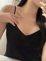 [2 color] ribbon slide snake rope necklace