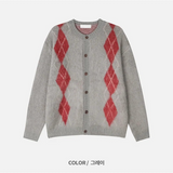[Unisex] Mohair argyle cardigan(4color)