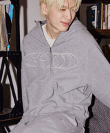 SOO APPLIQUER BALLOON HOOD ZIP-UP_GRAY
