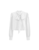 Big Ribbon Strap Cropped Blouse  White