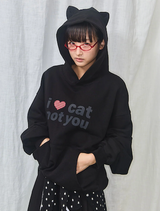 アイラブキャットノットユーキャットイヤーフーディー