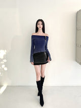 1068. Strap buckle stiletoe long boots heel (2color)