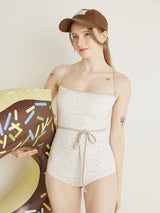 FLOWER STRING RIBBON MONOKINI - IVORY