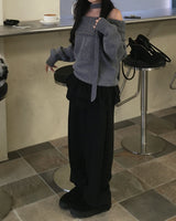 Muffler off knit set
