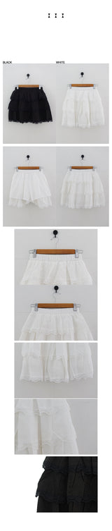 レースティアードミニスカート (WHITE, BLACK 2COLORS!)