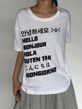 Bonjuhai Letter Semi-Crop Basic Fit Short Sleeve T-shirt 5 Colors