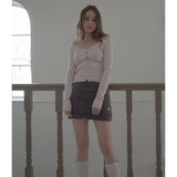 OVERLOCK MINI SKIRT-DARK GRAY
