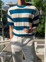 LMN ツイスティドドーナツパターンドクール半袖ニット(5 colors)