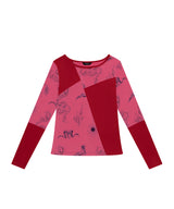 エレメンタルモチーフパッチワークTシャツ_レッド