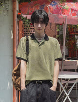 ベルストライプカラーショートスリーブTシャツ