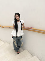 Has Balloon Puff Blouse (3c)