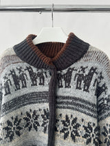 Deep green wool Nordic knit cardigan