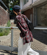 Posi smooth overfit checked shirt