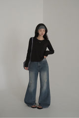 [MADE] Roxy, damaged semi-flared denim pants