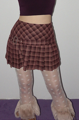 LOW BELETD CHECK PLEATS MINI SKIRT (2COLORS!)