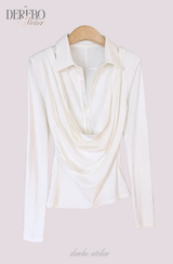 Lily Shirring Shirt Long Sleeve Top