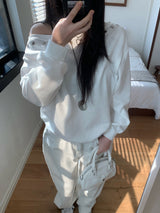 City Metal Eyelet One Off-Shoulder Brushed Sweatshirt