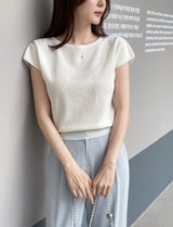 Niel Round Neck Cap Sleeve Short Sleeve Knit