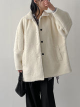 [wool 30%] ヘアシングルオーバーフィットハーフコート