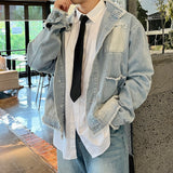 China Neck Raw-edge Denim Jacket