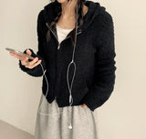 Liat Pocket Point Fluffy Fleece Hooded Zip-Up