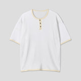 クミン ワッフル ヘンリーネック ショートスリーブTシャツ 5C