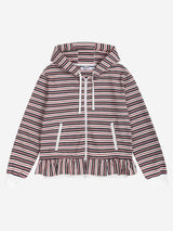 レギュラー ストライプ フリル フード ジップアップ (RED/NAVY)