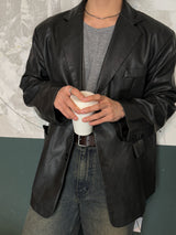 Equal two button leather blazer