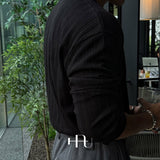 [HFORUS MADE]Forus Knitted pleats U - kneck long sleeves IN BLACK