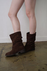 Suede buckle boots_brown