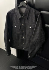 [LAURANTSEOUL] Stripe corduroy denim trucket jacket
