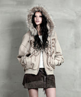 バタフライスプレータージップアップ#ベージュ(FLEECE LINED)