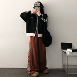 Ez embroidered big lettering sweatpants wide pants