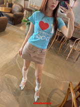 Love Blue Cotton Short Sleeve T-shirt