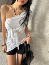 アン　アンバランスノットロングTシャツ