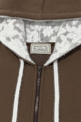 Fluffy Zip-Up Hoodie (Brown)