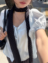 [Lovely🎀] Ola Ribbon Puff Blouse