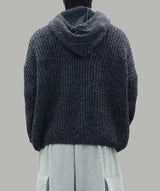 Noel Knit Hoodie Half Zip Up (Charcoal)