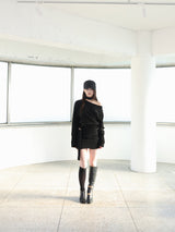 [ID] Logo Off-Shoulder Sweatshirt (Choker Set) (Black)