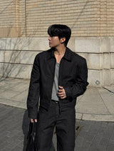 Herringbone shoulder denim jacket