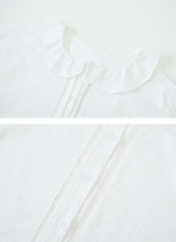 #Frill Collar Strap Puff Long Sleeve Blouse