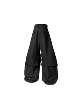 RELABEL Spatial Relationship (Cantilevered) Double-Layer Horizontal and Vertical Pleated Faux Two-Piece Loose Curved-Leg Trousers