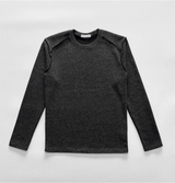 Muscle-fit ribbed knit neutral raglan detail