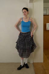 Check frill skirt