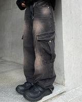 Zelda Vintage Wide Diagonal Cargo Denim