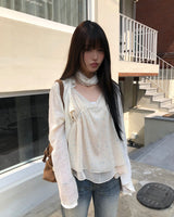 Buhin Chiffon Frill Sleeveless Blouse