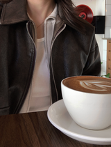 Vine Pocket Leather Blouson / 3 colors