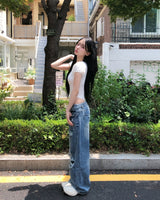 ニッペン ダメージド ワイドデニムパンツ