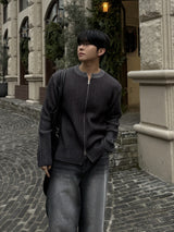 Fog lip zip-up knitwear